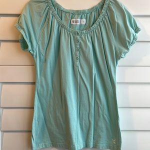 Carve Cotton Knit Peasant Top